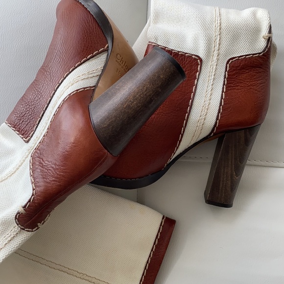 Chloe fabulous boots, leather and linen, 36.5 - Picture 6 of 10